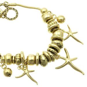 Gold Starfish Charm Bracelet Sea Life Island
